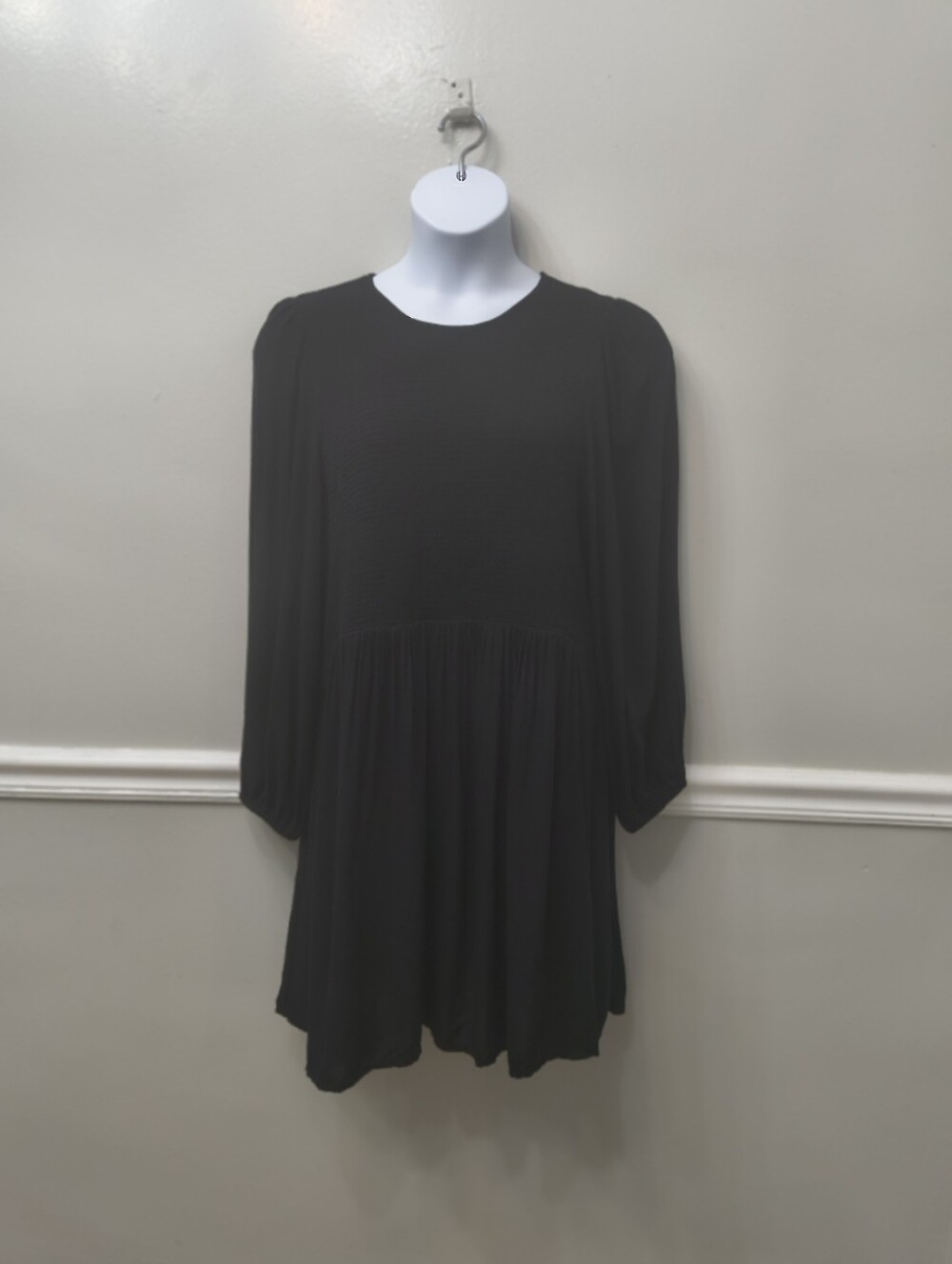 Old Navy Fit & Flare Long-Sleeve Black Mini Dress (BLD )XXL Petite Grunge Boho